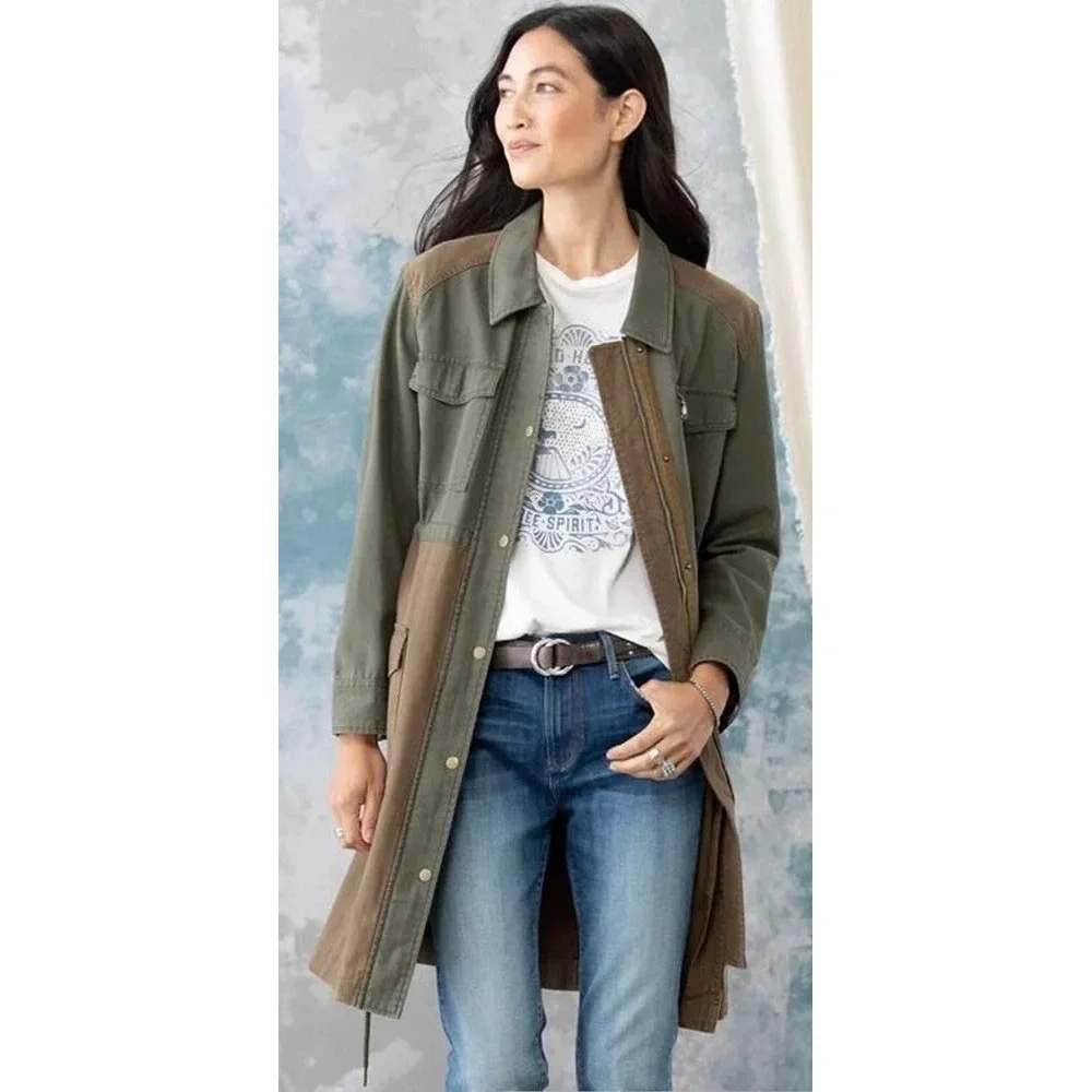 SUNDANCE Mason Jane Parka Jacket Coat Green Brown Utility Western Pockets XL